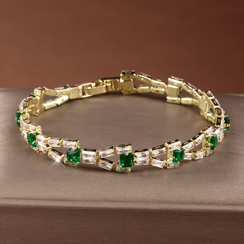 Βραχιόλι Τένις Verde Link Χρυσό