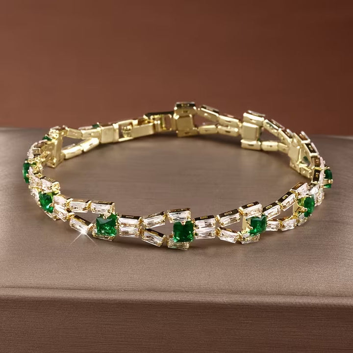 Βραχιόλι Τένις Verde Link Χρυσό