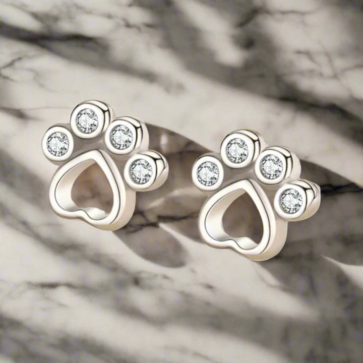 Σκουλαρίκια Paw Stud σε Ασήμι 925 με Ζιρκόνια
