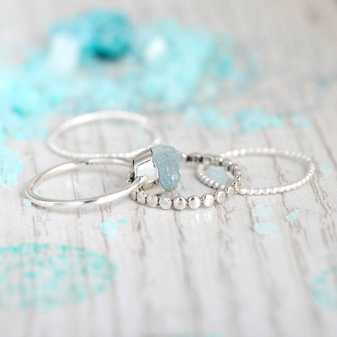 Σετ δαχτυλιδιών Aquamarine από ασήμι 925