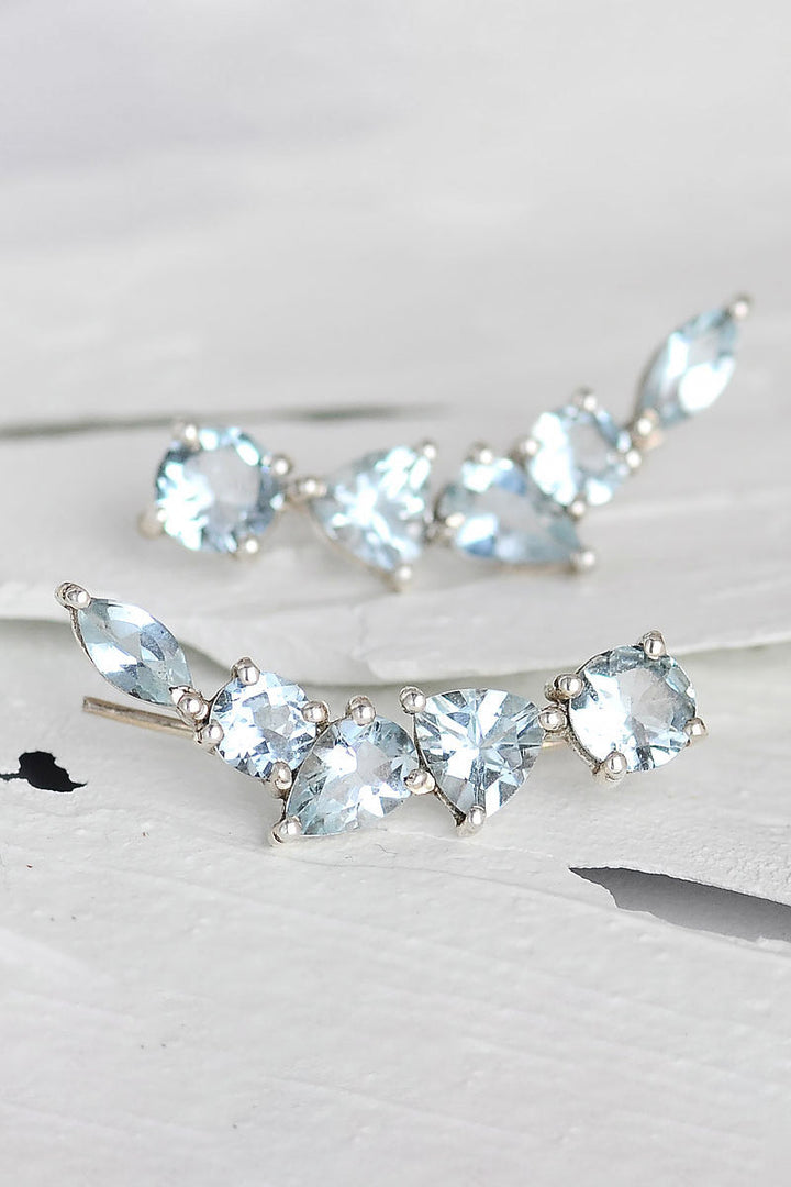 Φυσικά Σκουλαρίκια Aquamarine Σχέδιο Ear Climber