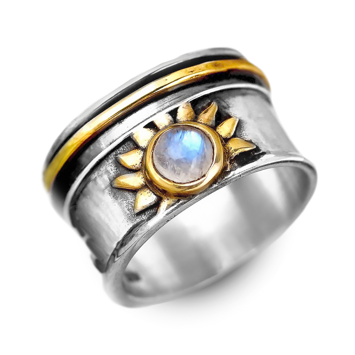 Δαχτυλίδι Fidget με Ηλιακό Μονολίθο σε Ασημένιο 925