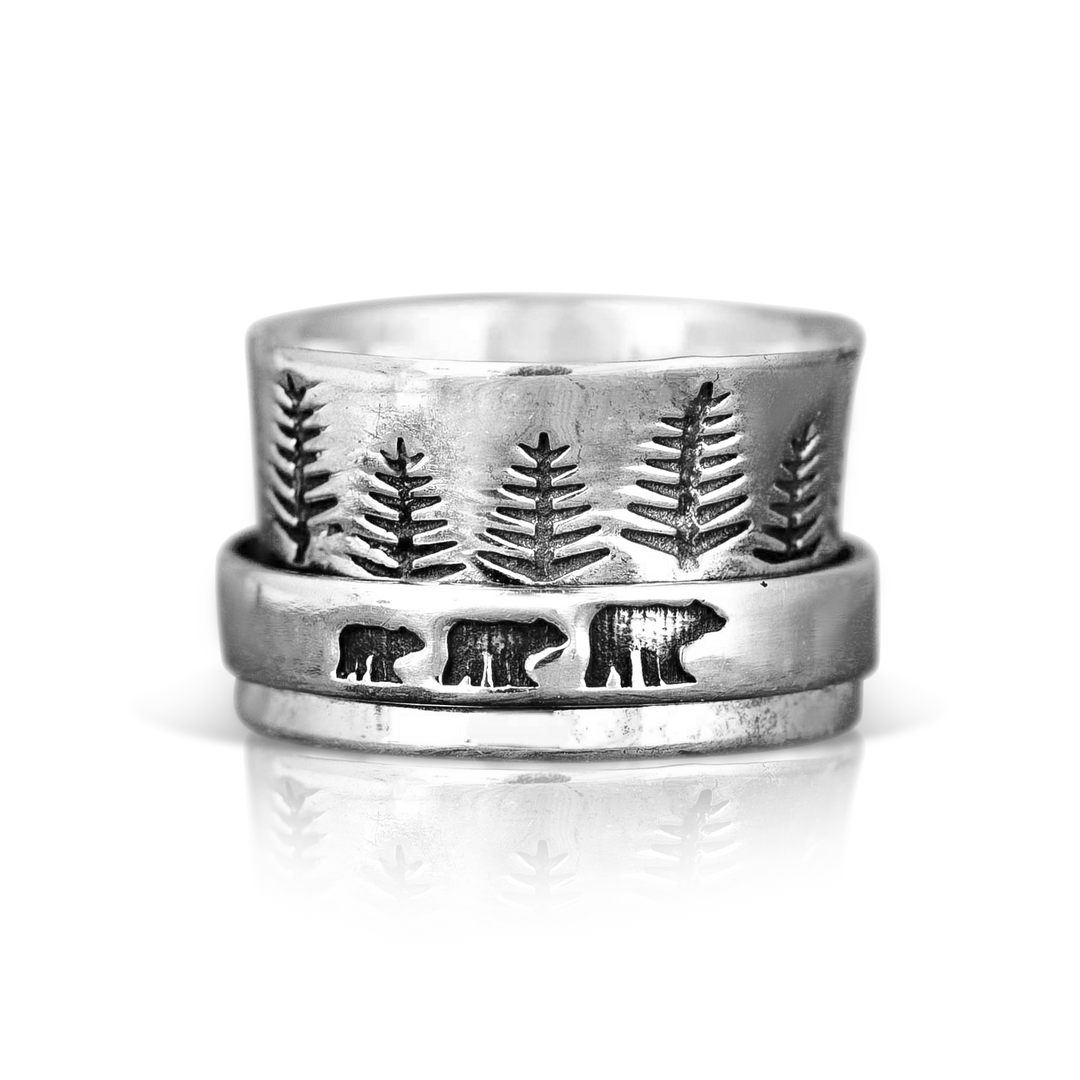 Δαχτυλίδι Fidget Αρκούδα Μάμα από Ασήμι 925