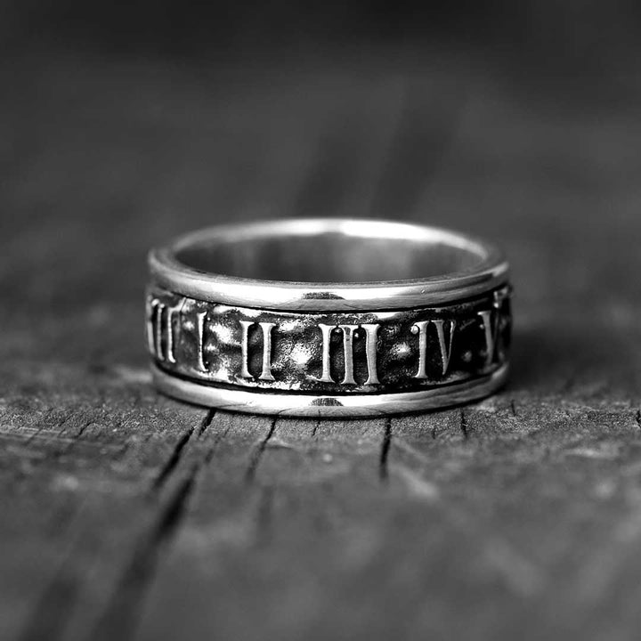 Δαχτυλίδι Fidget Ανδρικό με Ρωμαϊκούς Αριθμούς από Ασήμι 925
