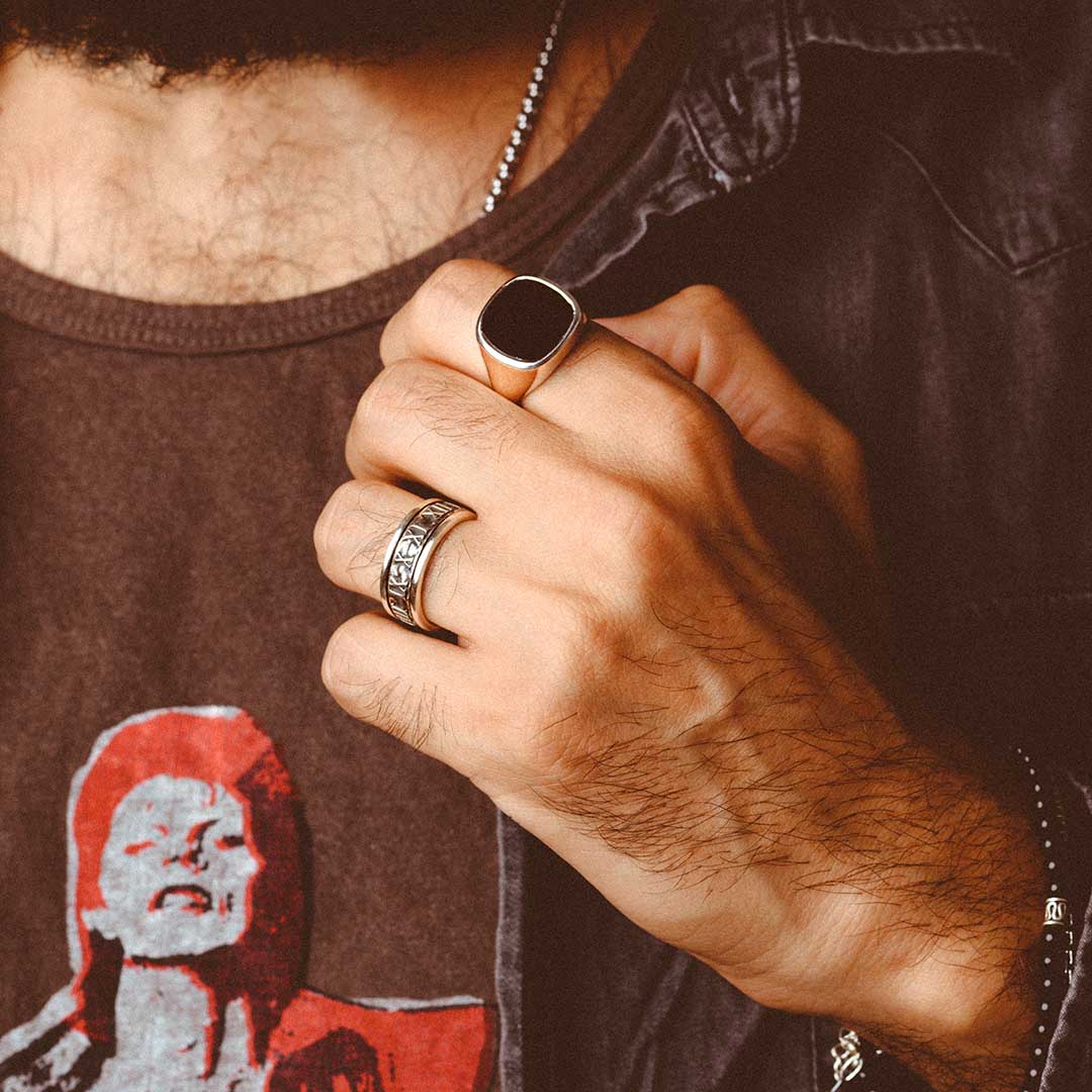 Δαχτυλίδι Fidget Ανδρικό με Ρωμαϊκούς Αριθμούς από Ασήμι 925