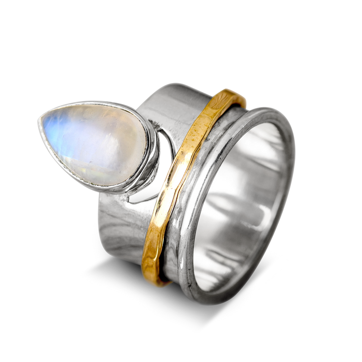 Δαχτυλίδι Fidget με Σελήνη και Σεληνίτη