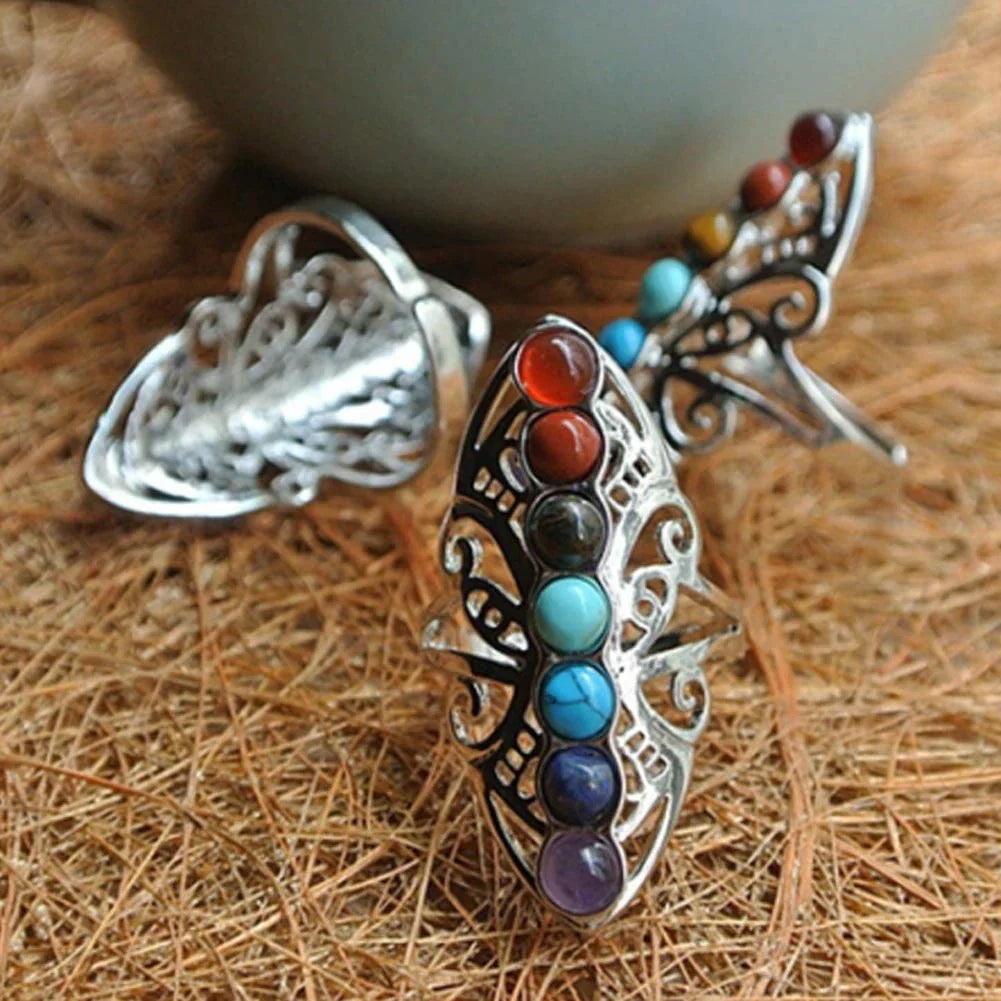 Ρυθμιζόμενο Μπρελόκ Boho με Φυσικές Πέτρες και Ασήμι