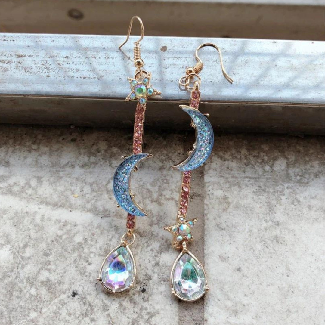 Σκουλαρίκια Boho Moon με ζιρκόν από ασήμι