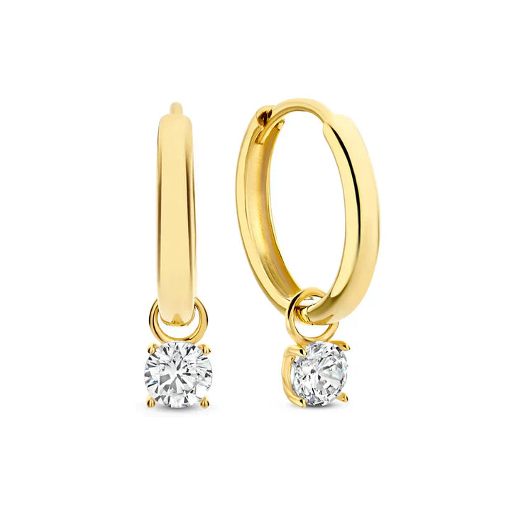 Κομψά χρυσά σκουλαρίκια με πέτρα