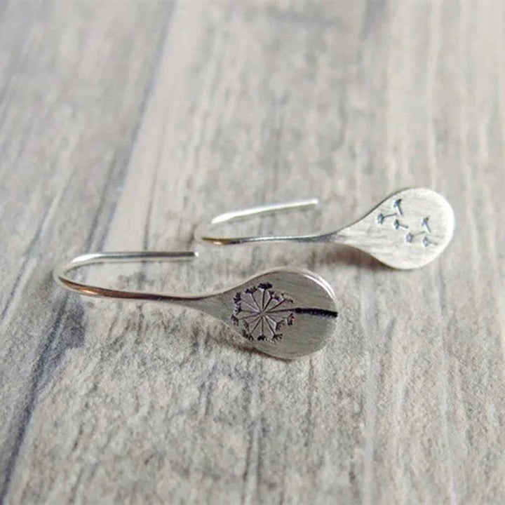 Boucles d'Oreilles Feuille de Pissenlit en Argent 925