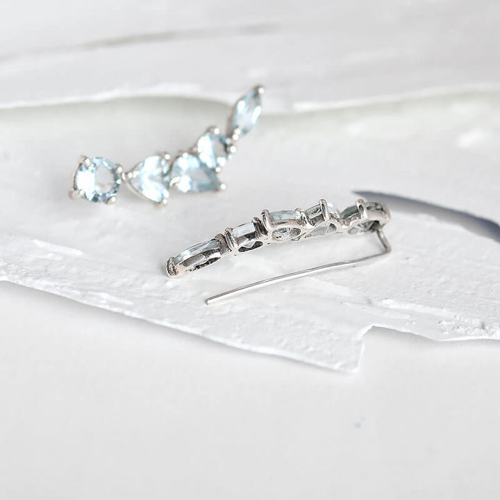 Φυσικά Σκουλαρίκια Aquamarine Σχέδιο Ear Climber