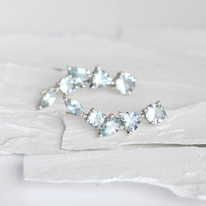 Φυσικά Σκουλαρίκια Aquamarine Σχέδιο Ear Climber
