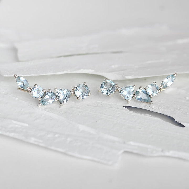 Φυσικά Σκουλαρίκια Aquamarine Σχέδιο Ear Climber