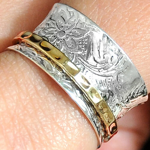 Δαχτυλίδι Spinner Δύο Τόνων Ασημένιο
