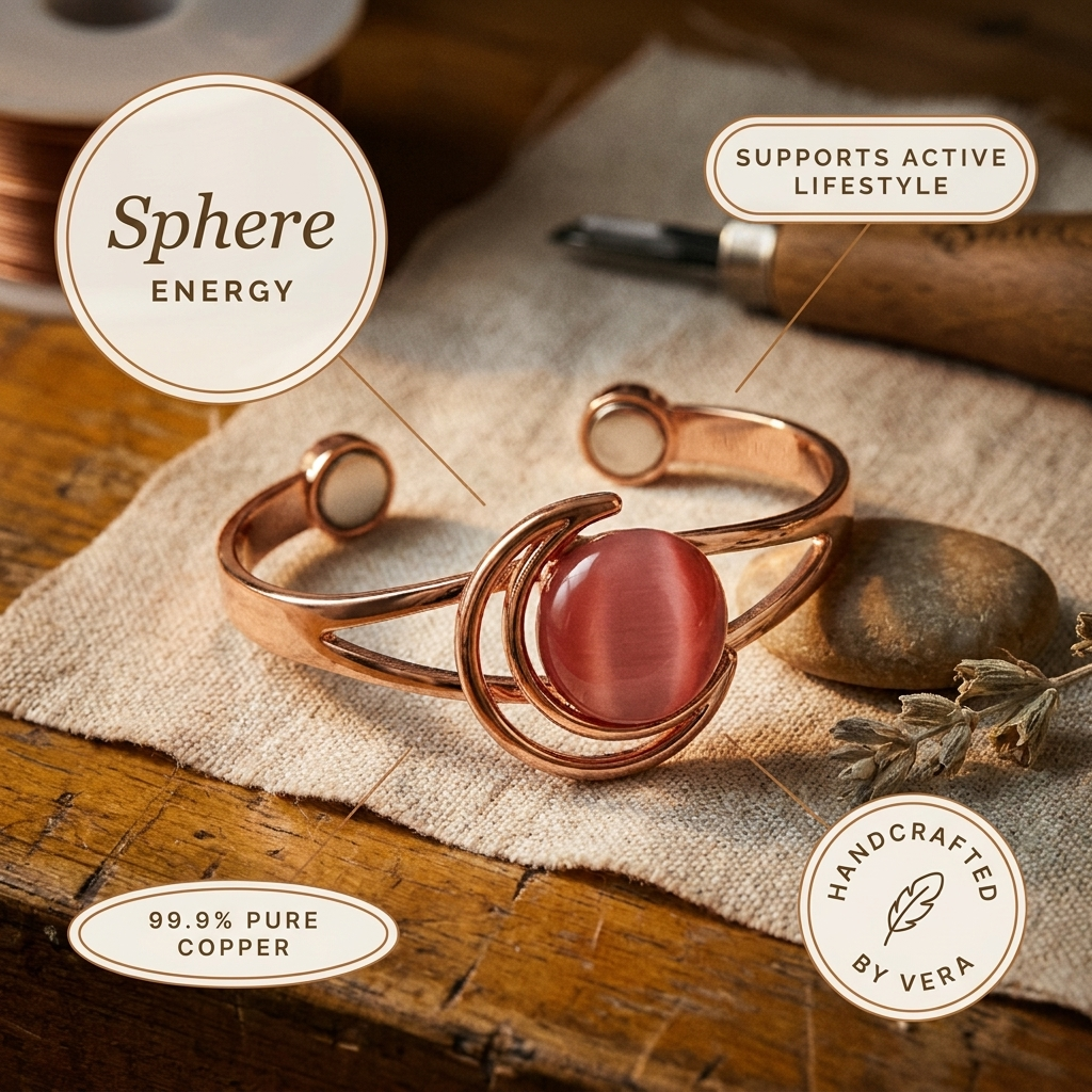 Ροζ Χάλκινο Βραχιόλι Aphroditi & Co Sphere