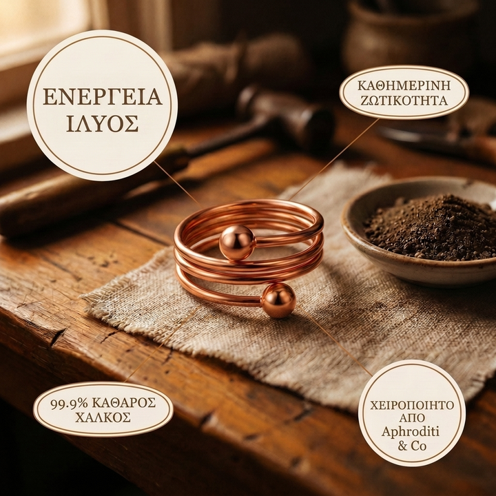 Χάλκινο δαχτυλίδι με τη σφραγίδα της Aphroditi & Co