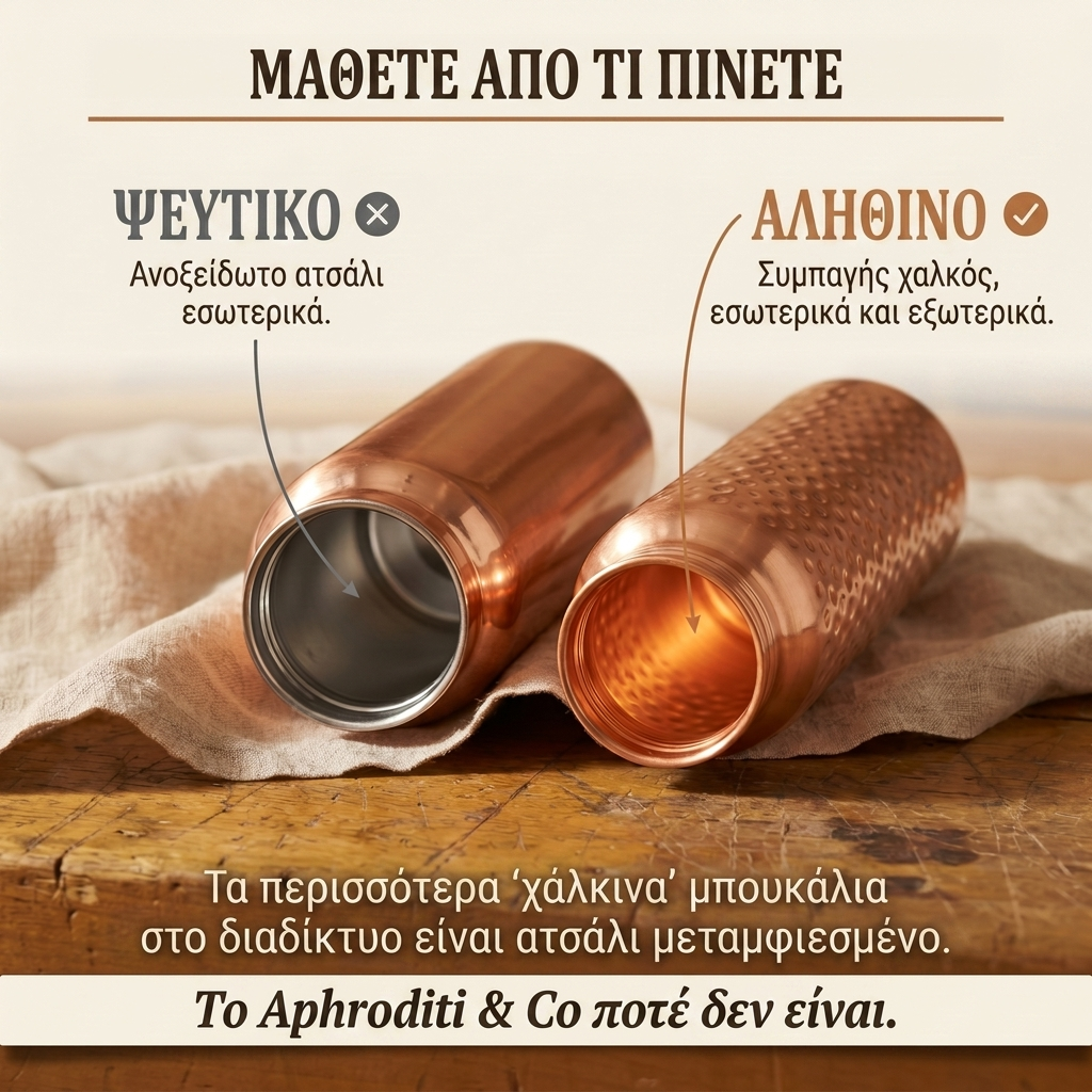 Μπουκάλι νερού από καθαρό χαλκό Aphroditi & Co