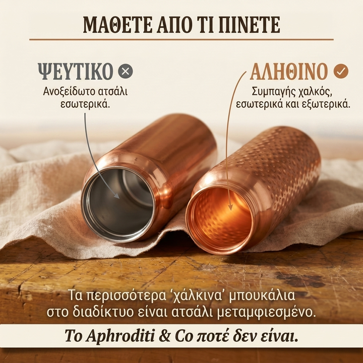 Μπουκάλι νερού από καθαρό χαλκό Aphroditi & Co