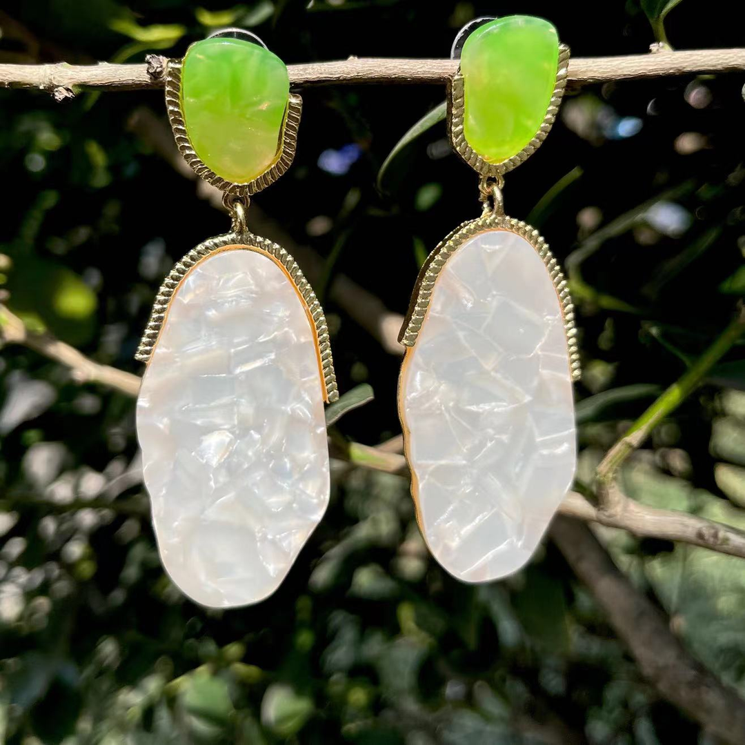 Ρετρό Σκουλαρίκια από Πράσινο Χαλαζία