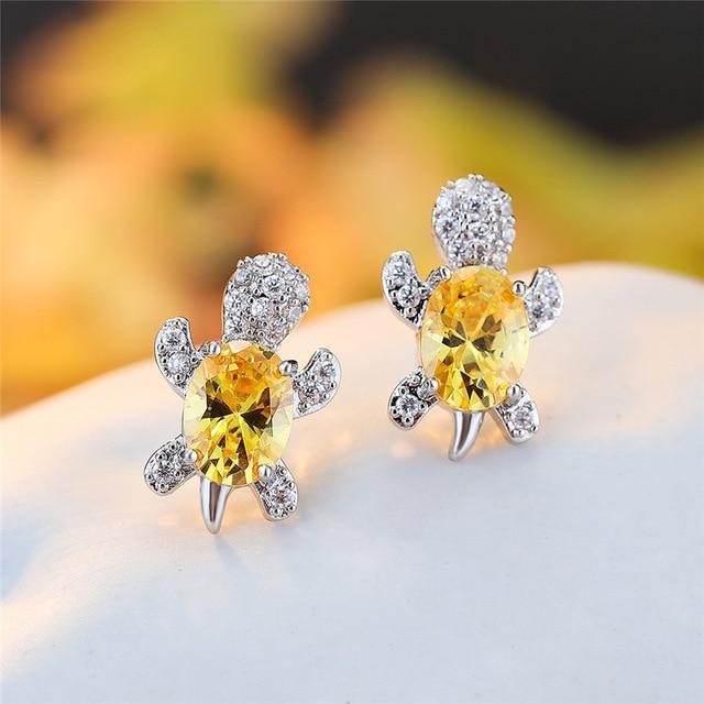 Σκουλαρίκια από ασήμι με ζιρκόνια και σχέδιο θαλάσσιας φυκής