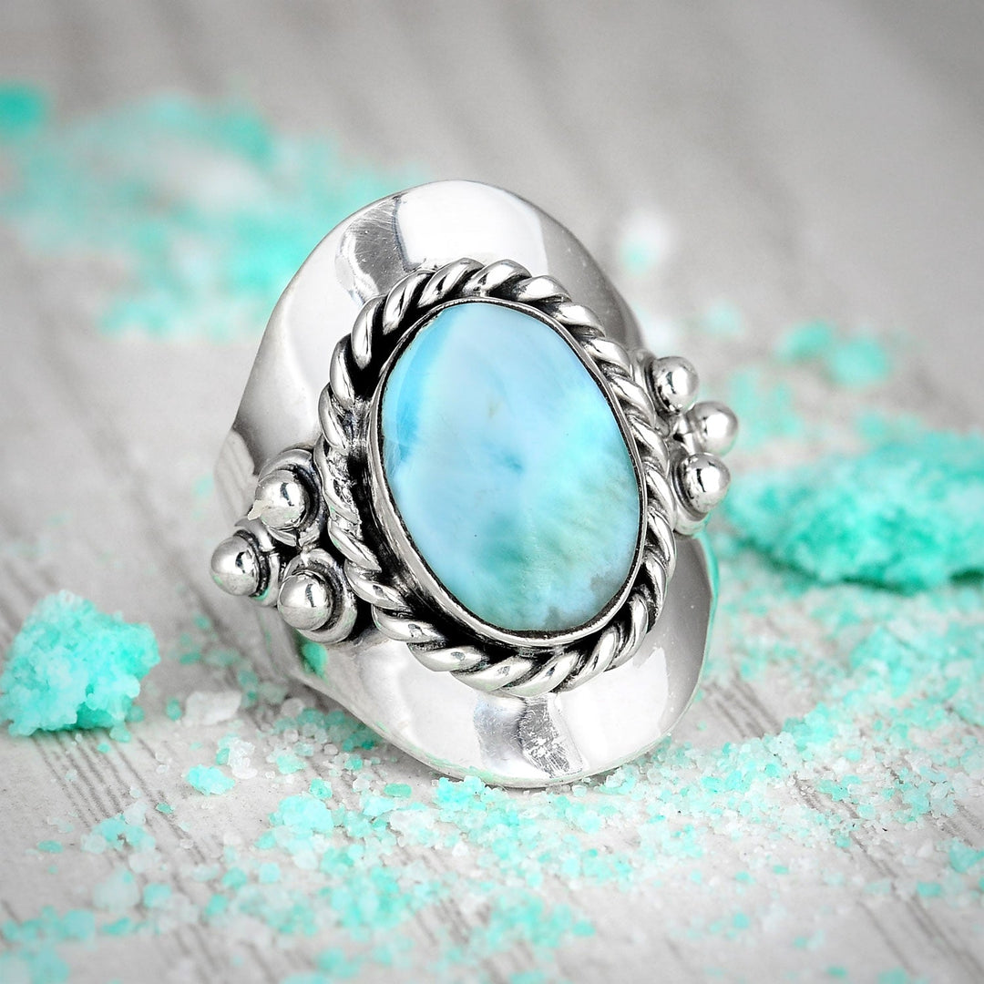 Δαχτυλίδι Boho από Ασήμι Sterling με Λαρίμαρ