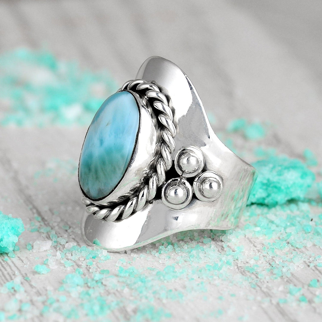 Δαχτυλίδι Boho από Ασήμι Sterling με Λαρίμαρ