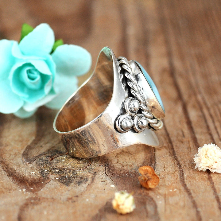 Δαχτυλίδι Boho από Ασήμι Sterling με Λαρίμαρ