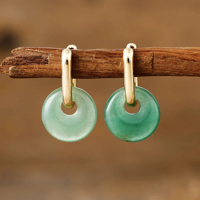 Σκουλαρίκια Αβεντουρίνης σε Σχήμα Καραμπίνας με Αγκίστρι Ψαρέματος