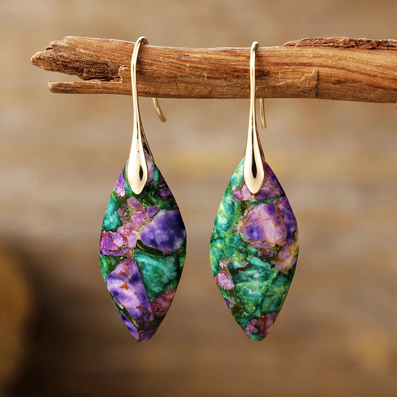 Γήινα Τρίγωνα Σκουλαρίκια από Ίασπη και Χρυσό